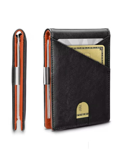 Men's Slim Leather Wallet - RFID Protection